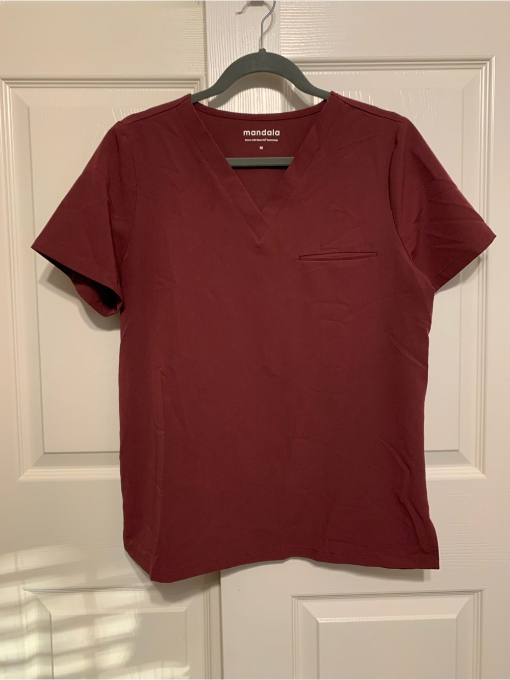 Mandala Maroon Scrub Top Sz M